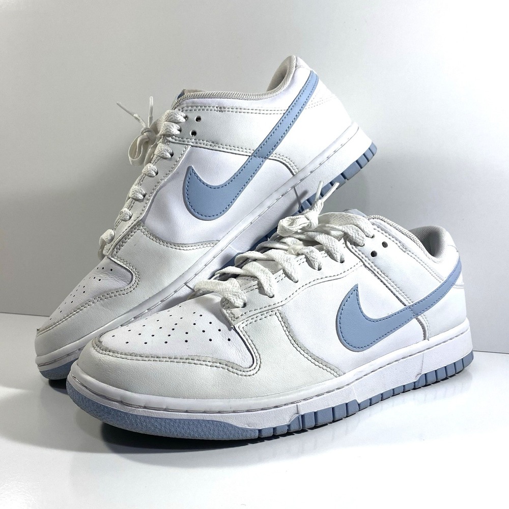 Nike Mens Size 9.5 Dunk Low Retro White Light Armory Blue DV0831-109 Sneakers